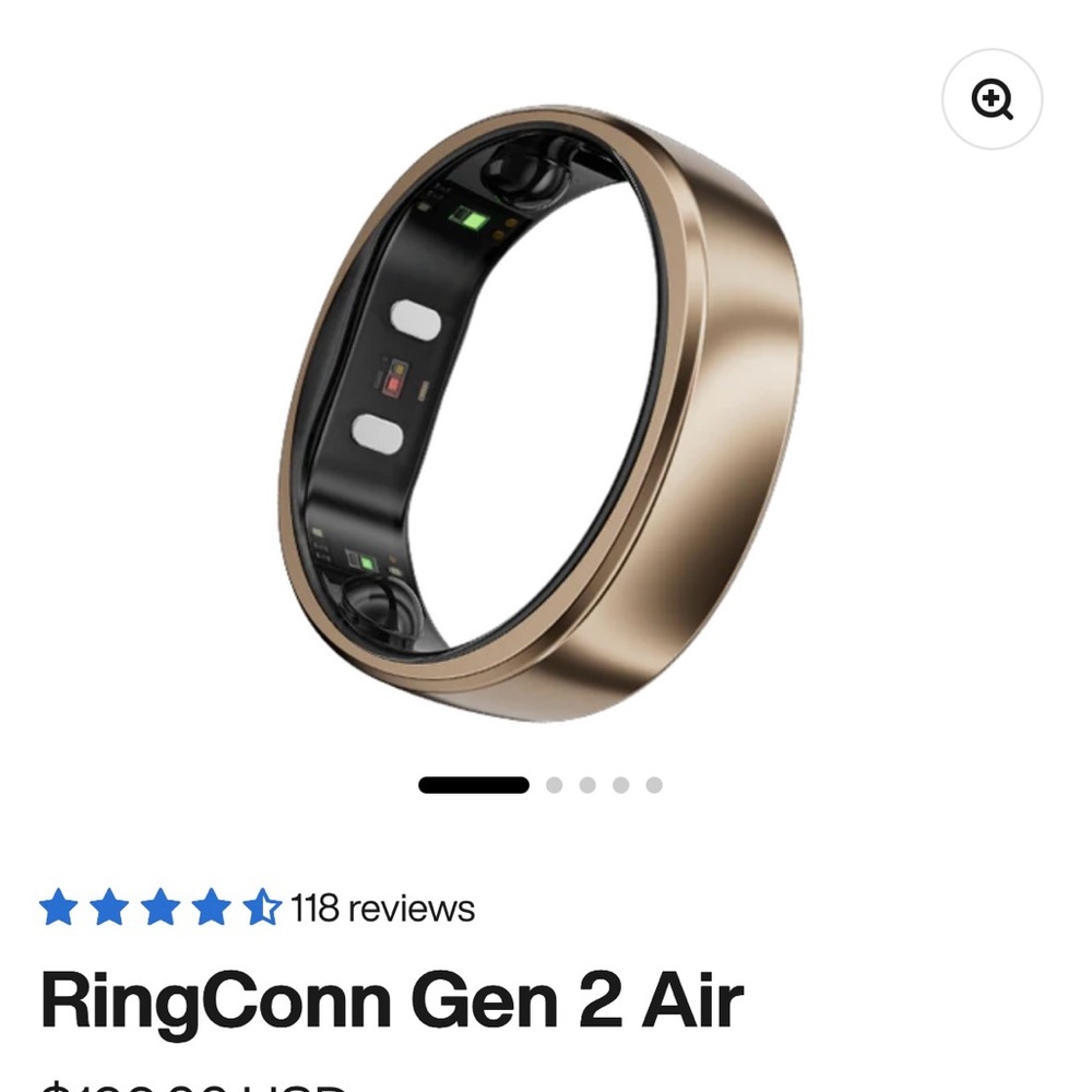 NEW IN BOX RingConn Gen 2 Air Smart Ring - Dune Gold - Sz 8